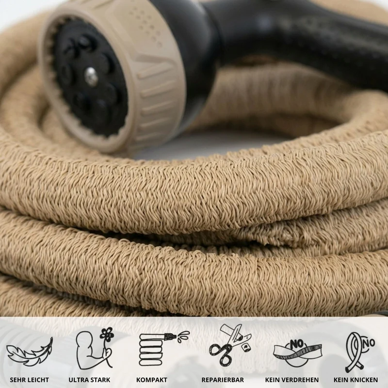 Flexibler Gartenschlauch Beige mit Brause