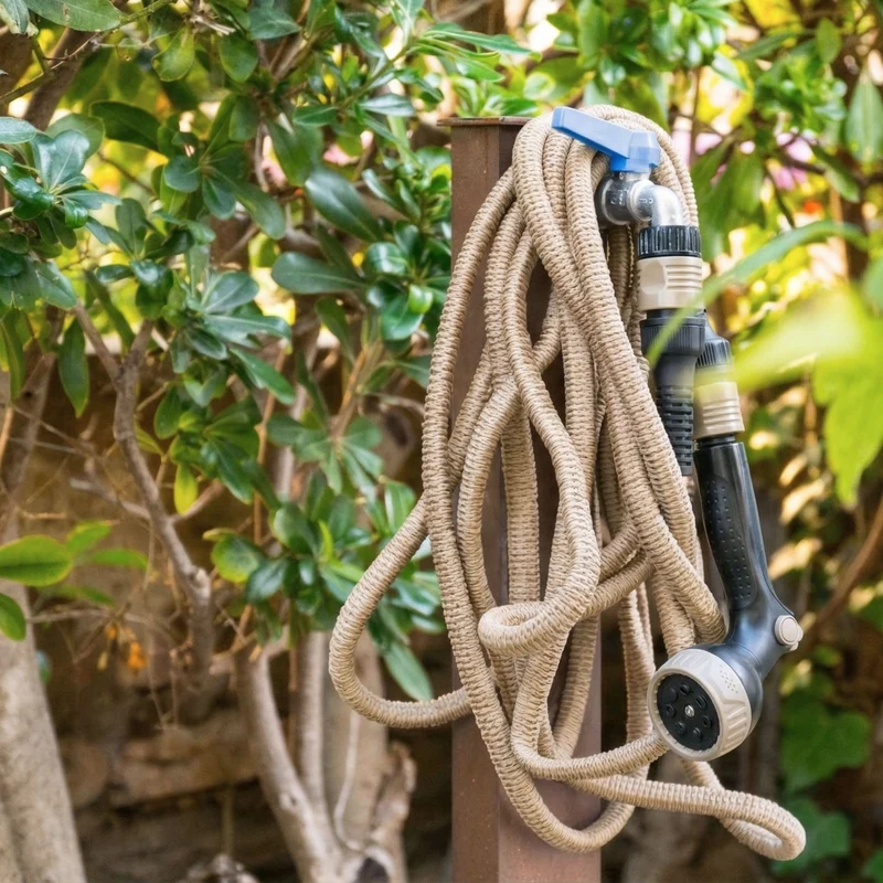Flexibler Gartenschlauch Beige mit Brause