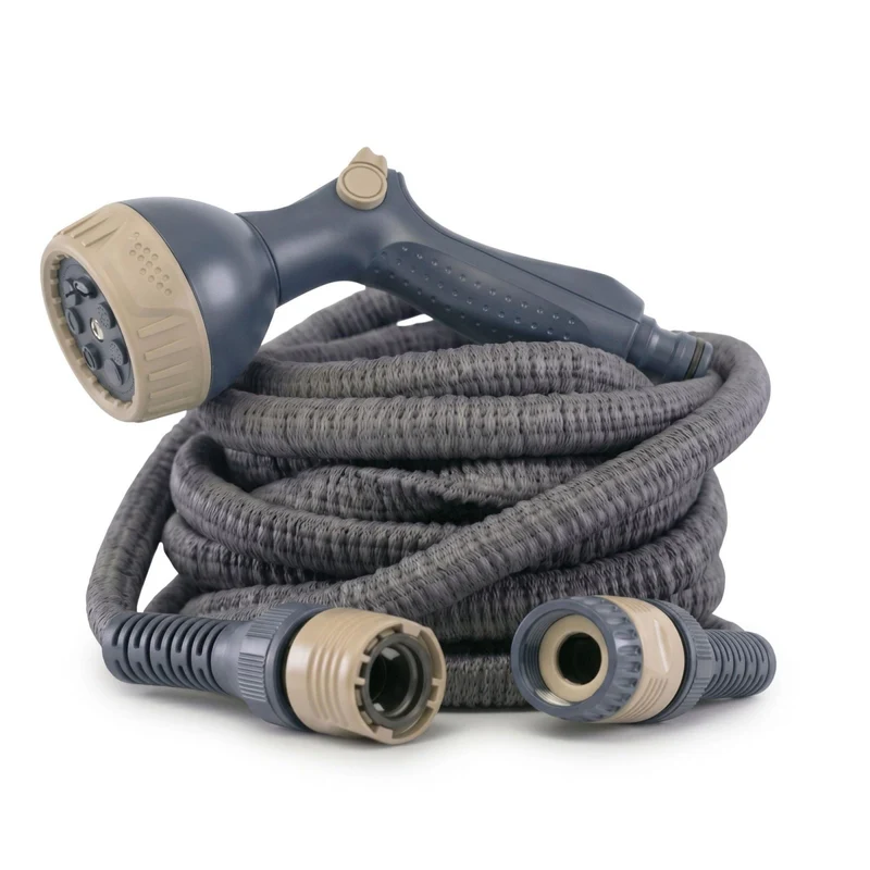Flexibler Gartenschlauch Grau mit Brause