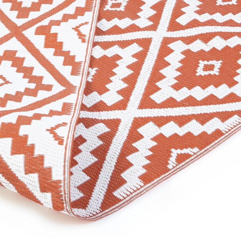 Tapis extérieur rectangulaire Vahiné motifs losanges terracotta 270x470cm