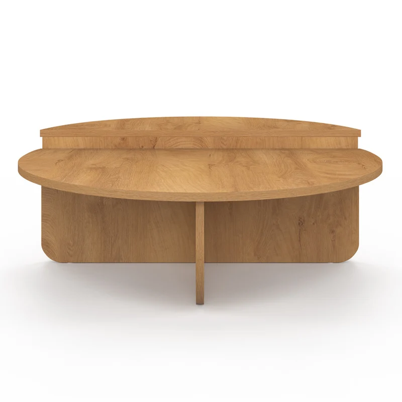 Tables basses rondes asymétriques effet bois