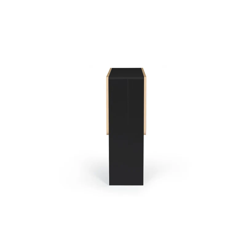 Table repas console pliable plateau naturel et pieds noirs Edi