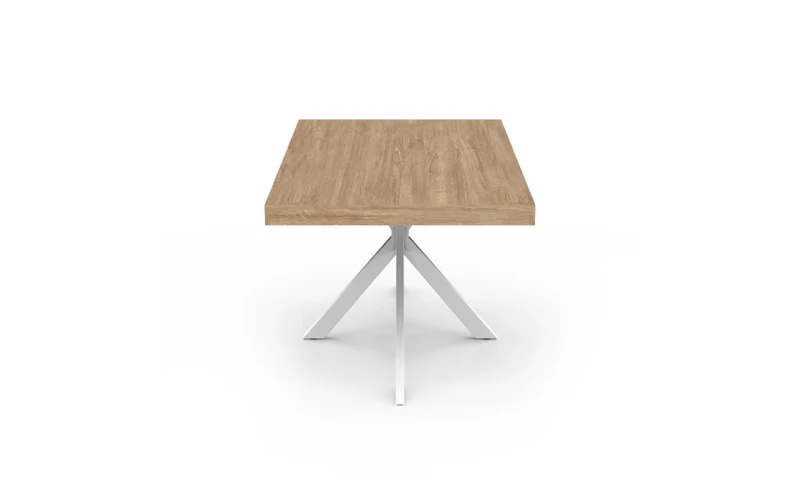 Table repas Brixton 160cm plateau bois et pieds croisés blancs
