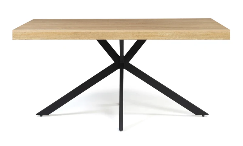 Table repas Spider 160cm plateau bois et pieds croisés noirs