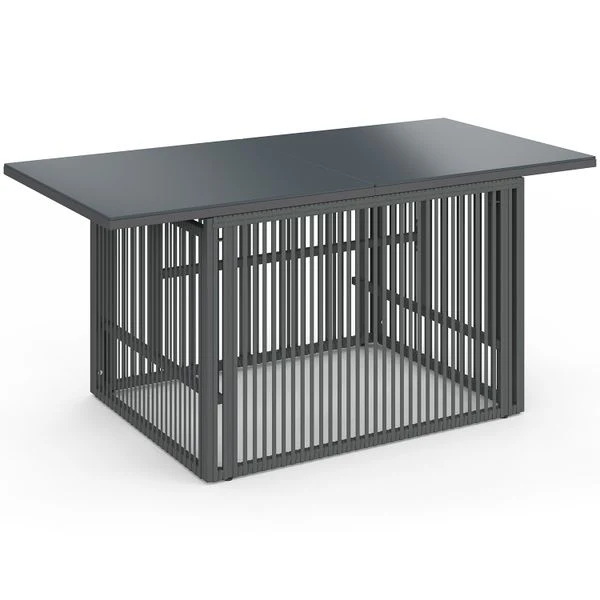 Table de jardin relevable Ozéa 100cm verre trempé gris