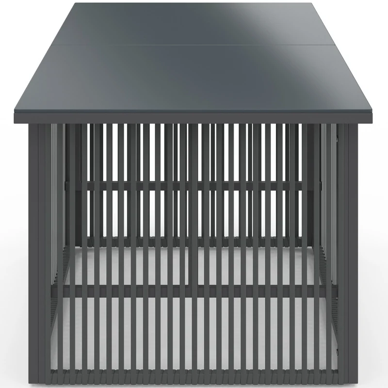 Table de jardin relevable Ozéa 100cm verre trempé gris