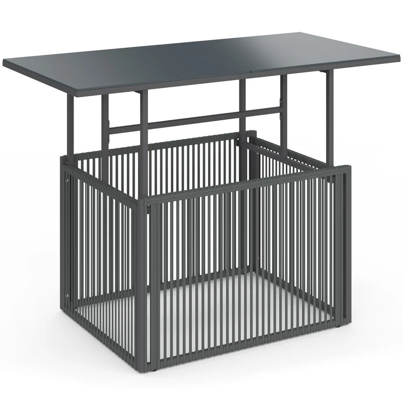 Table de jardin relevable Ozéa 100cm verre trempé gris