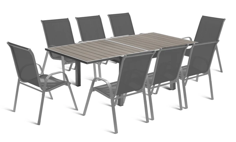 Table de jardin extensible en polywood 90-180cm gris anthracite