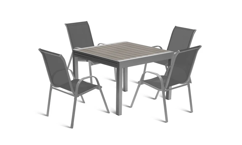 Table de jardin extensible en polywood 90-180cm gris anthracite