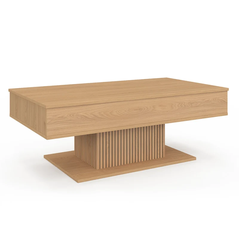 Table basse Tania relevable bois et pieds lattes