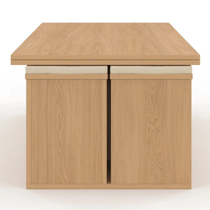 Table basse Tania 2 en 1 avec plateau dépliant et 4 assises