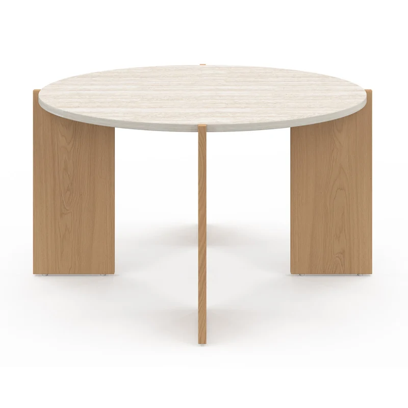 Table basse ronde Sidonie effet travertin Ø70cm