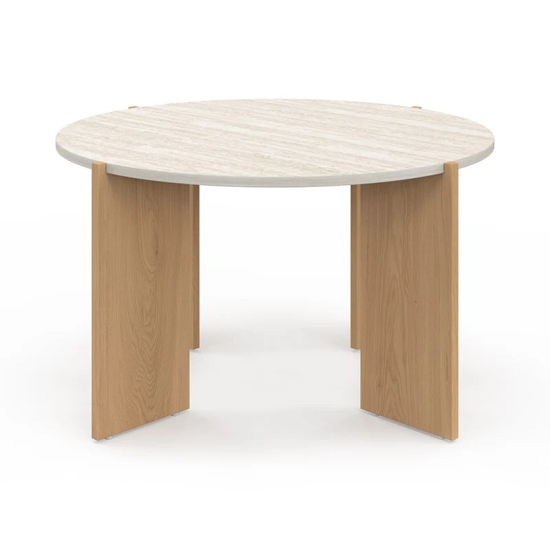Table basse ronde Sidonie effet travertin Ø70cm