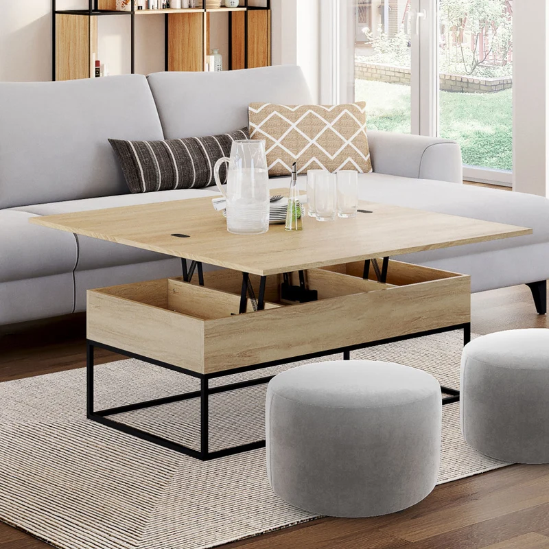 Table basse Memphis avec plateau relevable et dépliant