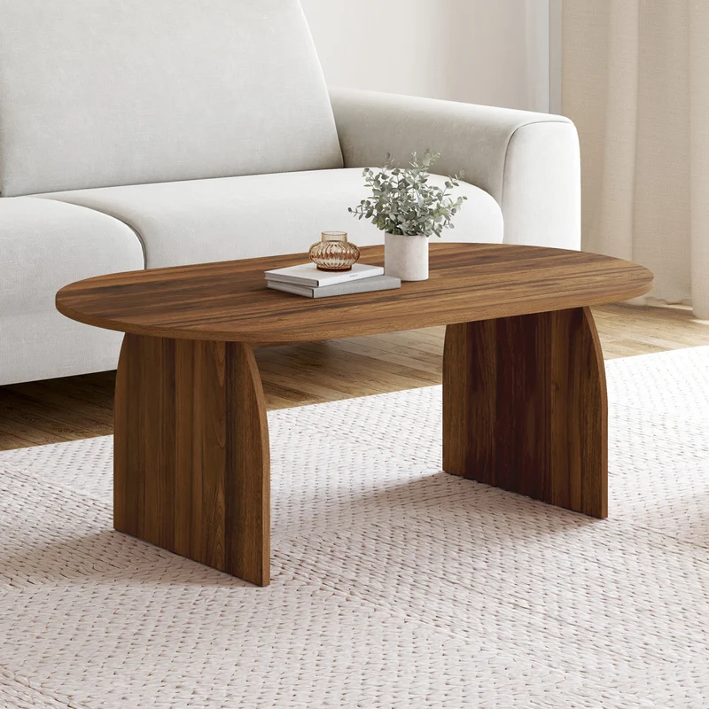 Table basse Japandi effet noyer