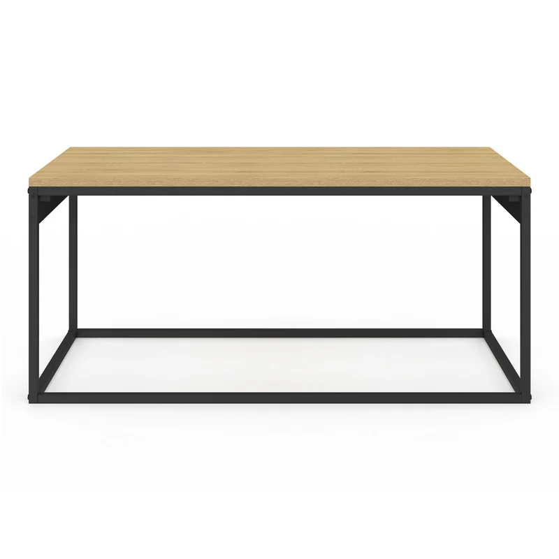 Table basse Memphis avec plateau relevable bois et pieds noirs L90cm