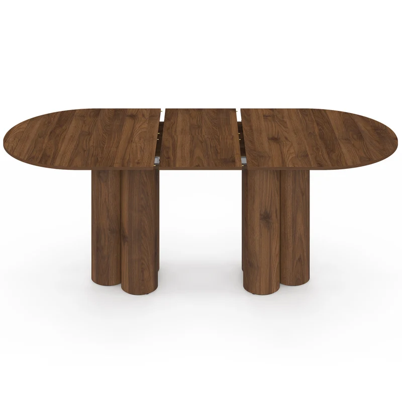 Table à manger ronde extensible Olympia effet noyer Ø160-200cm