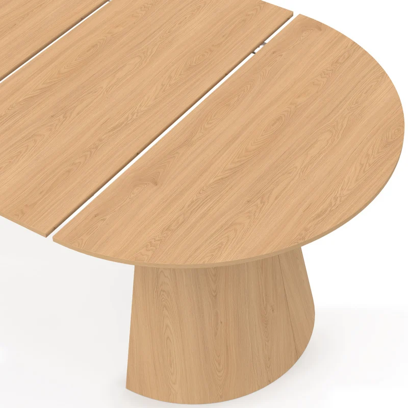 Table à manger ronde extensible Elvis effet hêtre Ø110-300cm