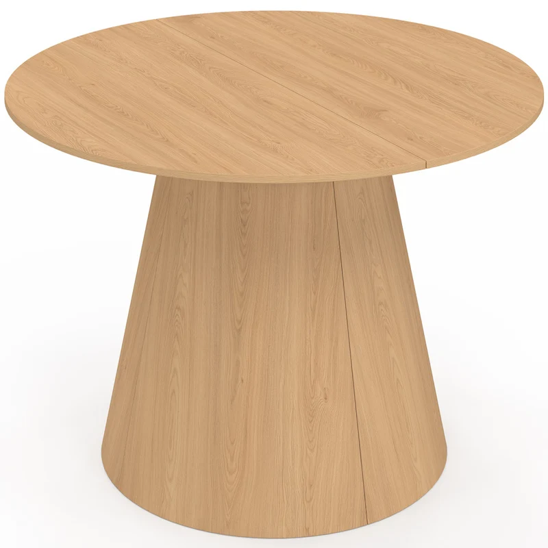 Table à manger ronde extensible Elvis effet hêtre Ø110-300cm