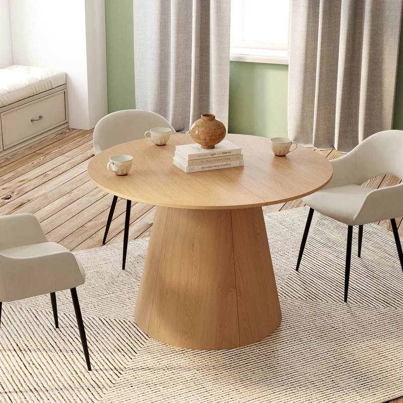 Table à manger ronde extensible Elvis bois Ø110-150cm
