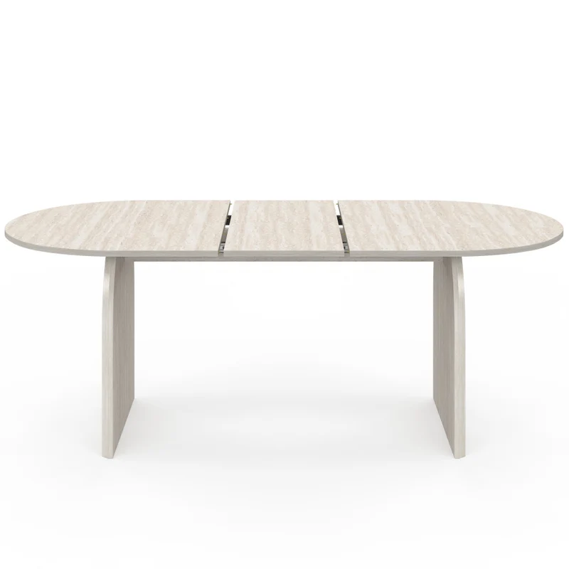 Table à manger extensible Japandi 160-200cm effet travertin