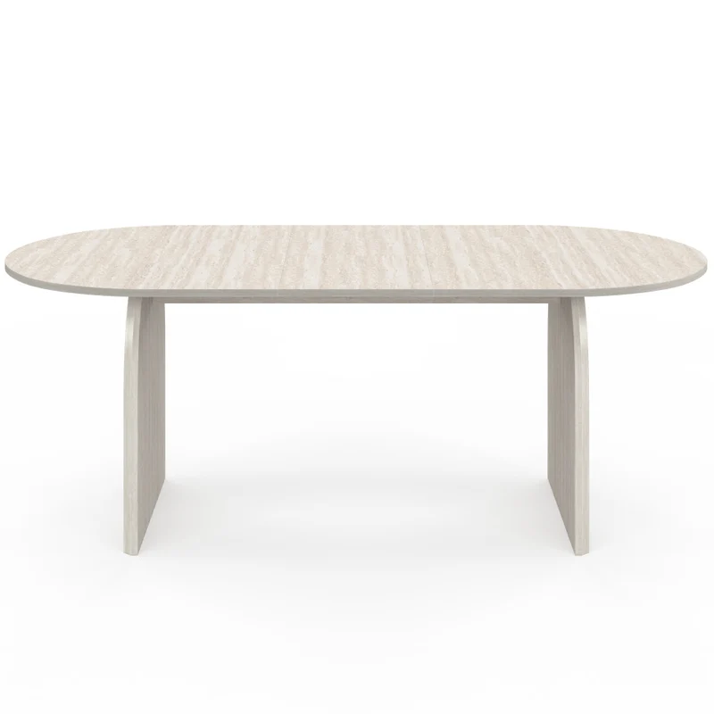 Table à manger extensible Japandi 160-200cm effet travertin