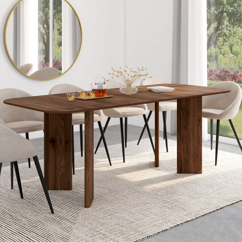 Table à manger extensible Cassia 160-200cm effet noyer