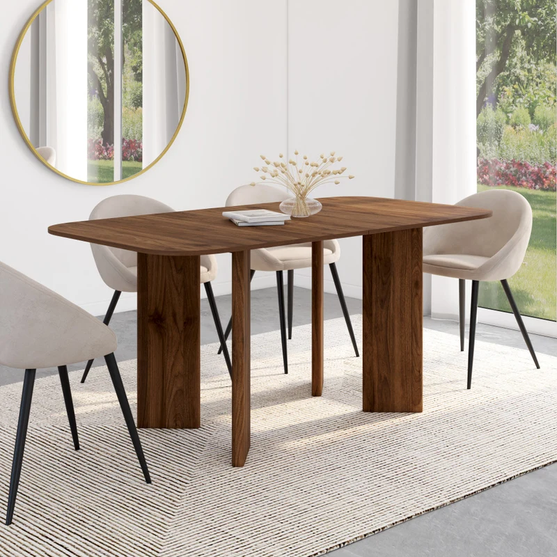 Table à manger extensible Cassia 160-200cm effet noyer