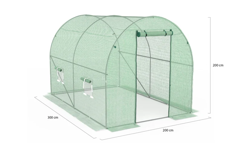 Serre tunnel de jardin 3x2m verte bâche renforcée 130 gr/m² - gamme maraîchère