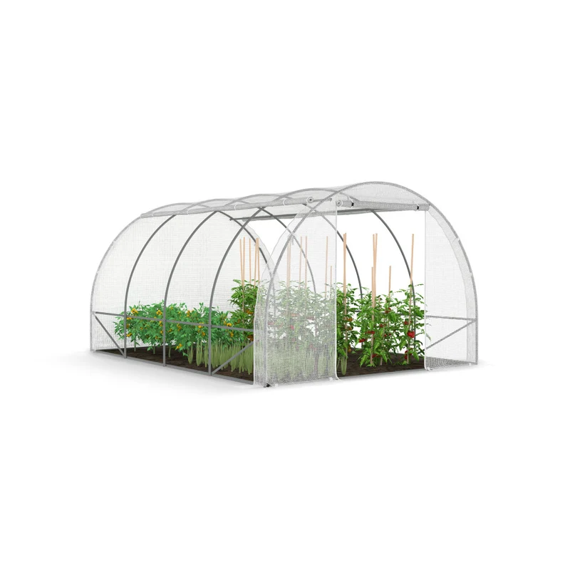 Serre tunnel de jardin 12m² blanche bâche renforcée 130 gr/m² - gamme toutes saisons