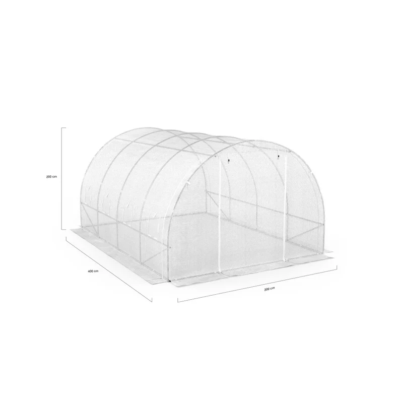 Serre tunnel de jardin 12m² blanche bâche renforcée 130 gr/m² - gamme toutes saisons