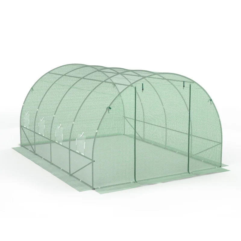Serre tunnel de jardin 12m² verte bâche renforcée 130 gr/m² - Gamme toutes saisons