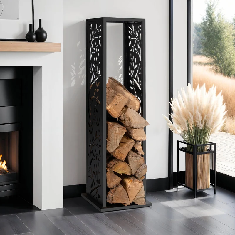 Range bûches vertical ajouré avec motifs 112cm