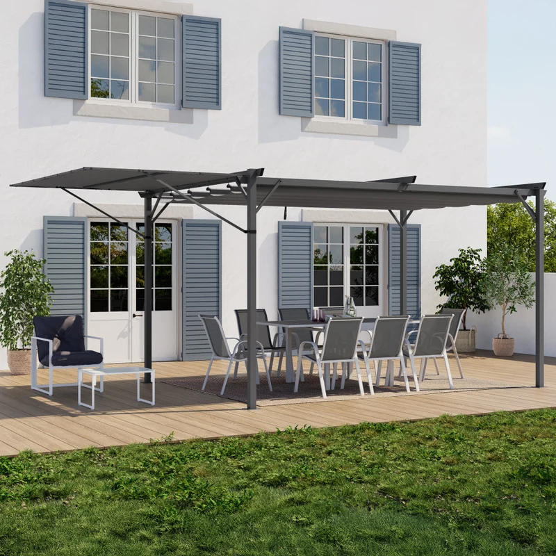 Pergola Marina en acier avec toit rétractable et inclinable 3x4m