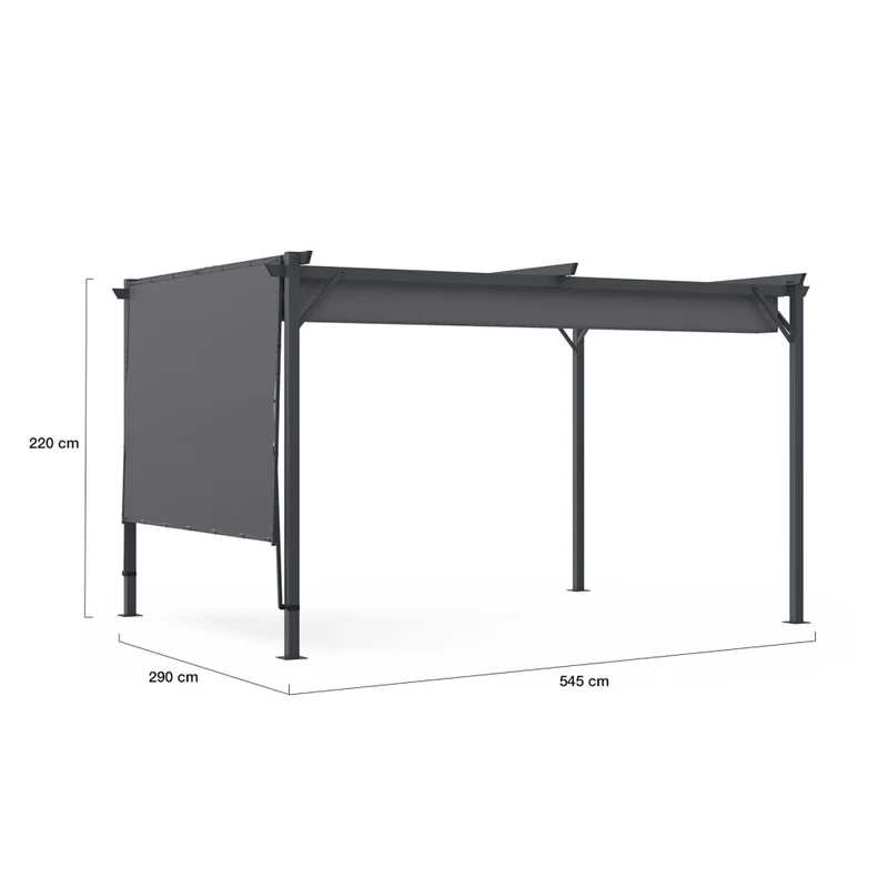 Pergola Marina en acier avec toit rétractable et inclinable 3x4m