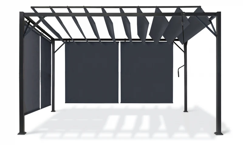 Pergola Venice 3x4 m lames orientables avec 4 stores intégrés