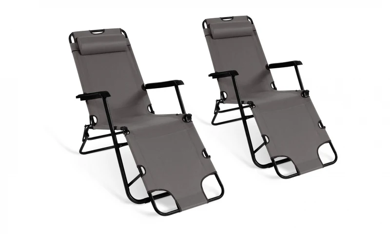 Fauteuils de jardin Relax double position noirs - lot de 2