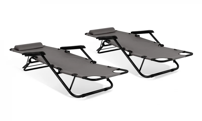 Fauteuils de jardin Relax double position noirs - lot de 2