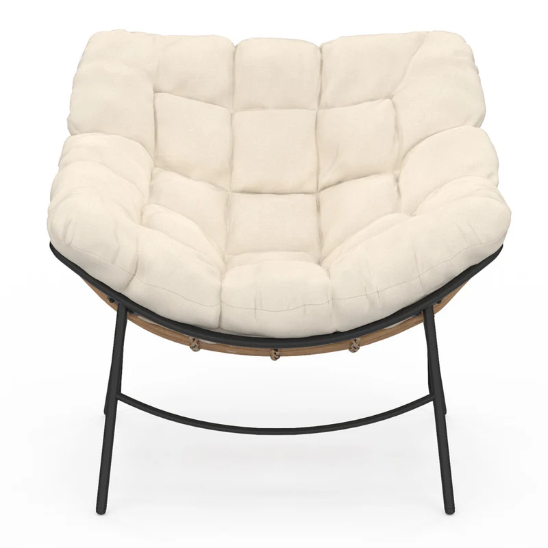Fauteuil de jardin Lois rotin et coussin écru