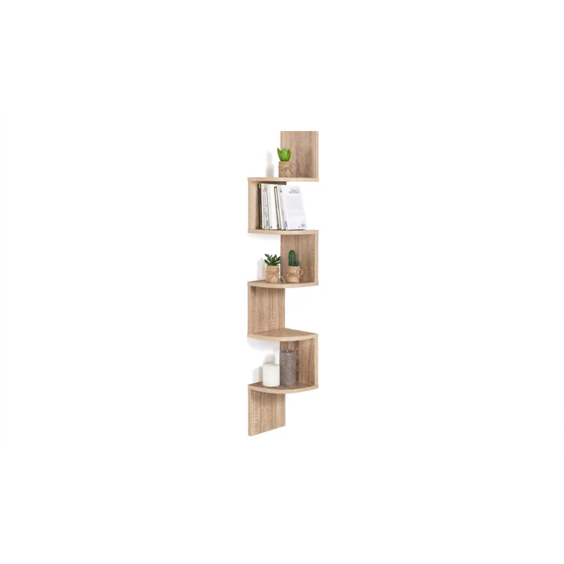 Etagère murale d'angle avec niches Hêtre 120cm