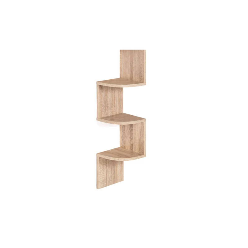 Etagère murale d'angle avec niches Hêtre 120cm