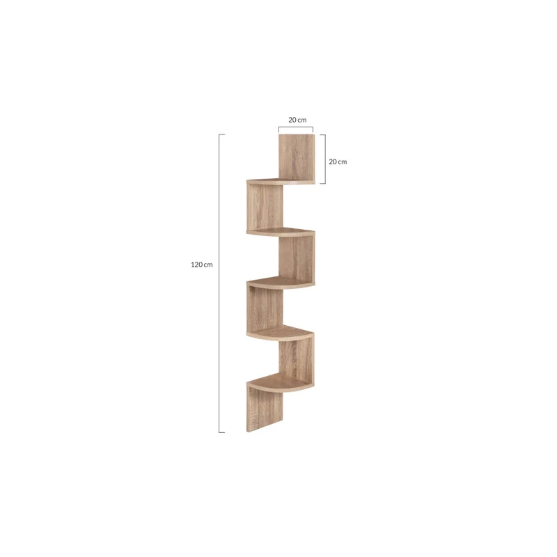 Etagère murale d'angle avec niches Hêtre 120cm