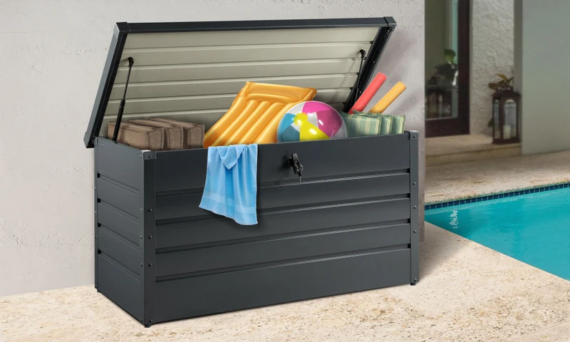 Coffre de rangement pour extérieur gris anthracite en métal 350L