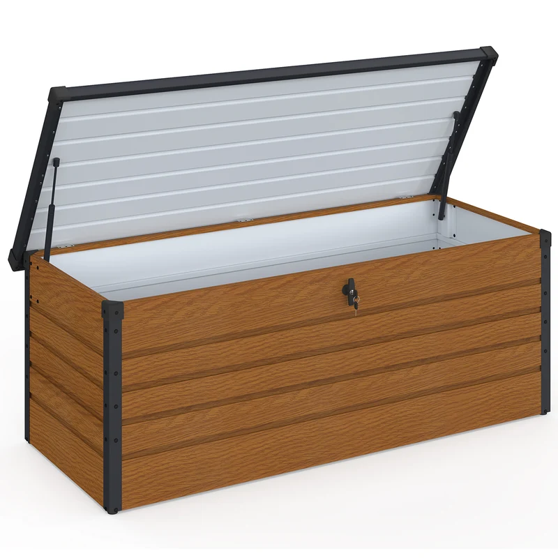 Coffre de jardin métal effet bois 600L
