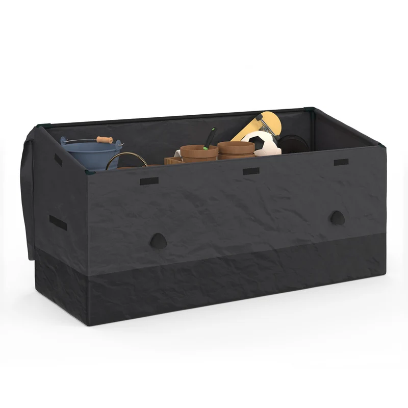 Coffre de rangement pour extérieur gris anthracite avec bâche 600L