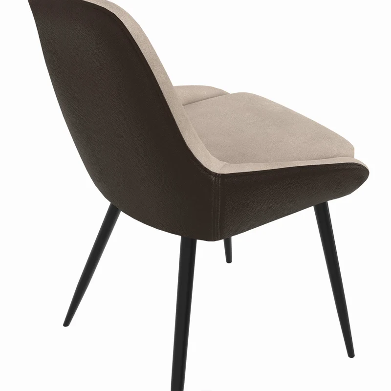 Chaises Ornella bi-matière taupe et marron pieds métal noirs - lot de 6