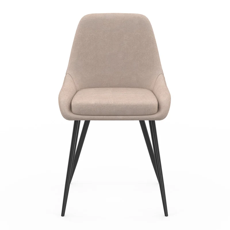 Chaises Ornella tissu taupe et pieds métal - lot de 4