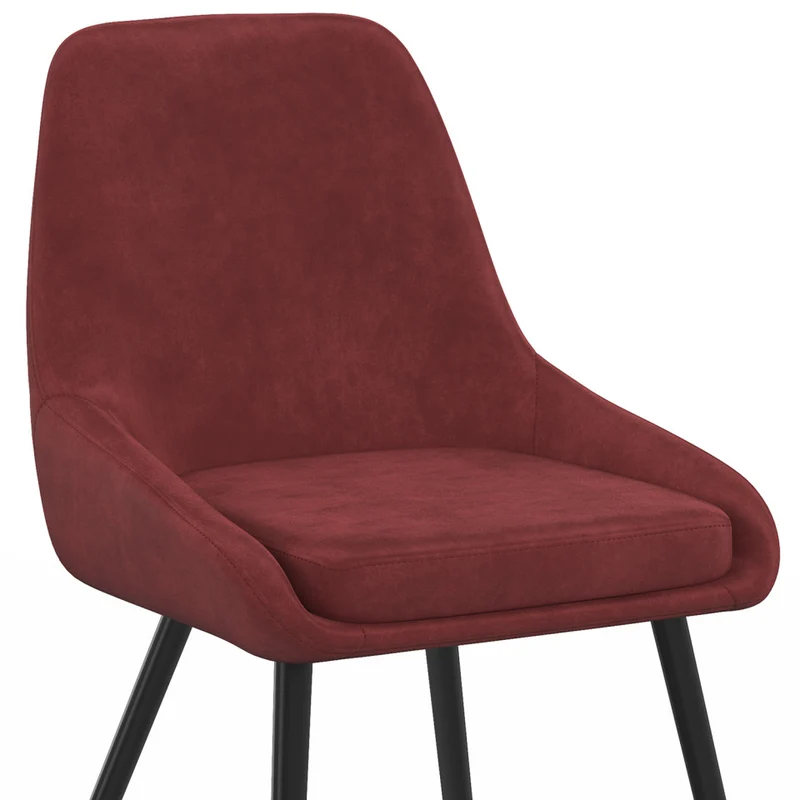 Chaises Olivia velours bordeaux pieds métal noirs - lot de 6