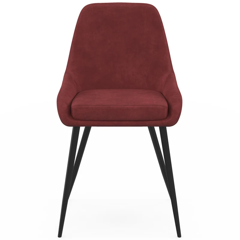Chaises Olivia velours bordeaux pieds métal noirs - lot de 6