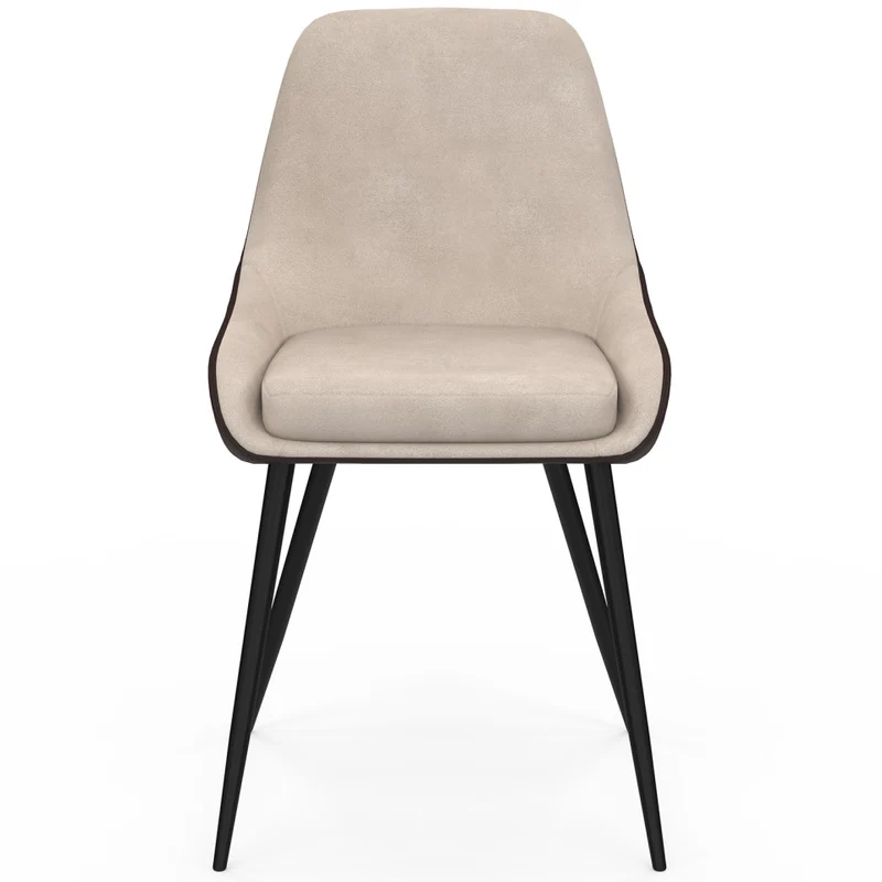 Chaises Ornella bi-matière taupe et marron pieds métal noirs - lot de 4